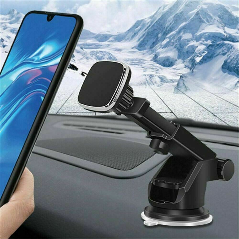 Magnetic Phone Car Mount, Universal Dashboard Windshield Industrial-Strength Suction Cup Car Phone Mount Holder With Adjustable Telescopic Arm, For All Cell Phones